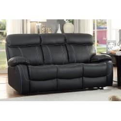 Pendu Double Reclining Sofa - Top Grain Leather Match - Black